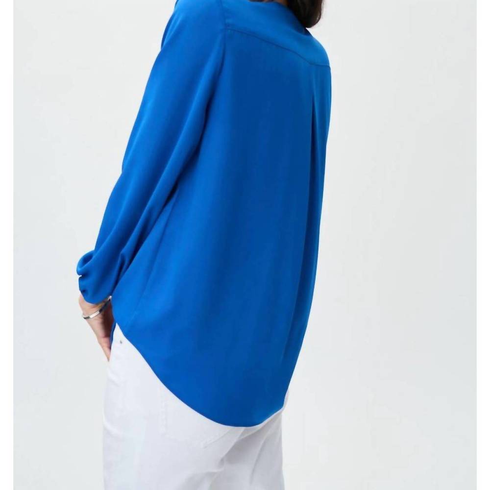 NEW JOSEPH RIBKOFF rib off long sleeve top in blue - Picture 3 of 5
